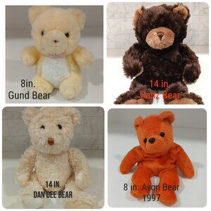 Four Bears ,Great Stocking Stuffers, Soft, Clean & New Condition,  Bundle for